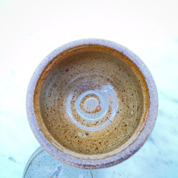 Handmade Pottery Jar Lid Earthenware Stoneware Beige Brown Speckle Plant Motif - Picture 5 of 11